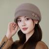 Autumn and Winter Thick Hat Female Solid Color Hundred with Knitted Wool Cap Thickened Warm Wool Beret Knitted Velvet Hat