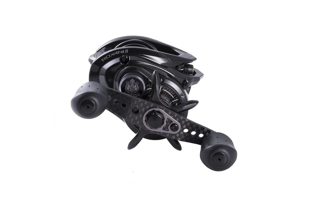 AbuGarcia ROXANI8 Праворучная катушка для ловли окуня с карбоновой ручкой, совместимая с солью