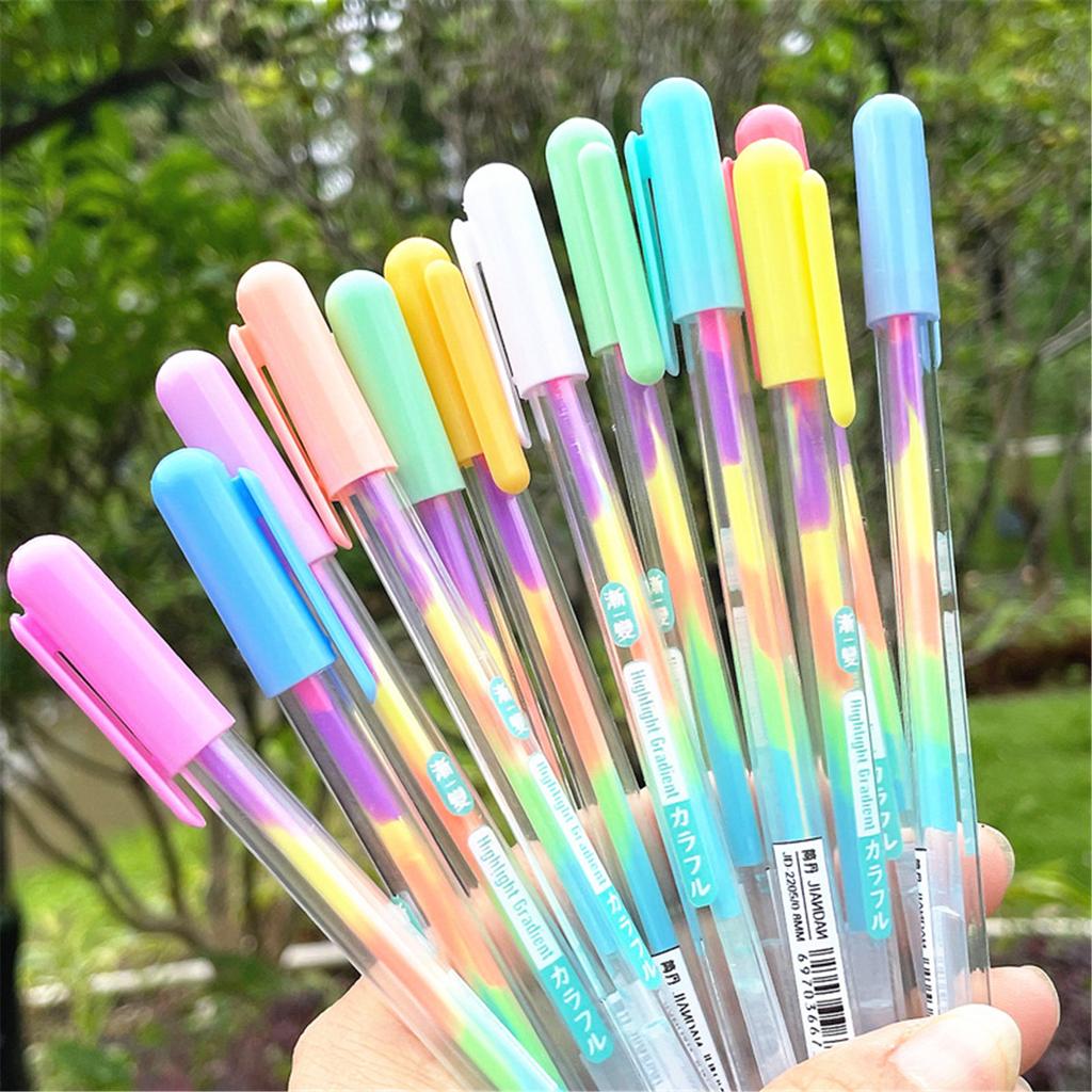 6/12x Rainbow Gel Pen Colorful Rainbow Pen Rainbow Ballpoint Pen Neons Gel Pen for Writing Drawing Journaling Sketching