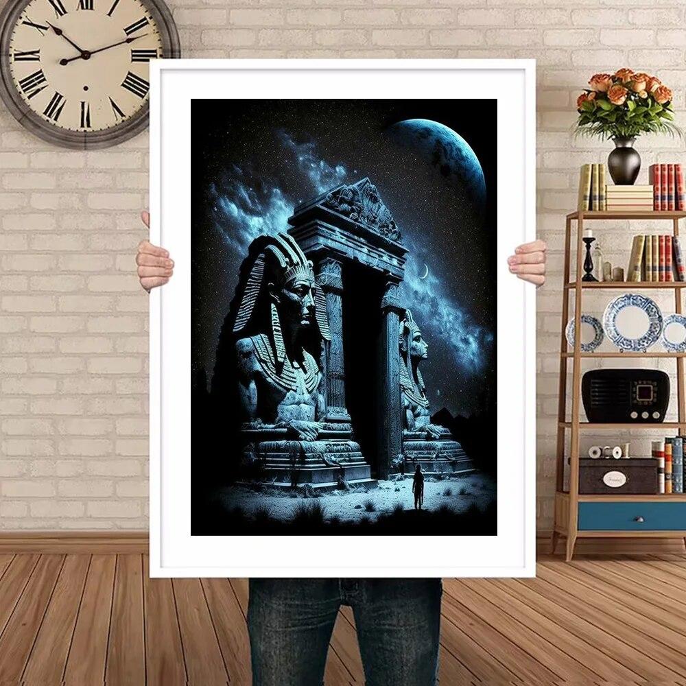 Fantastic Pyramid Landacape Poster Prints For Living Room Home Decor Surrealism Egyptian Pharaoh Canvas Painting Wall Art No Frame