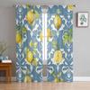 Lemon Leaf Patterns Sheer Curtains for Kids Bedroom Living Room Voile Window Curtains Tulle Drapes