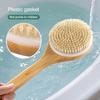 Bamboo Long Handle Bath Brush with Lanyard Non-Slip Ergonomic Grip Dry Body Scrubber Back Rubbing Shower Brush