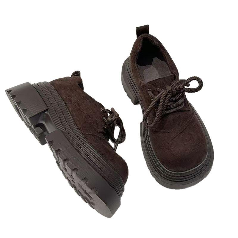 Retro British Style Big Head Shoes Loafers Women's 2025 Spring and Autumn New Versatile Lace-up Fashion Trendy Platform Single Shoes Women