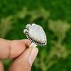 Natural Rainbow Moonstone Multi Stone Adjustable Ring 925 Silver For Women
