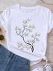 (Asian Size) Women T Shirt Flower Floral Cute Fashion Print Lady Female Graphic Casual Short Sleeve T-shirts Tee Top Clothing