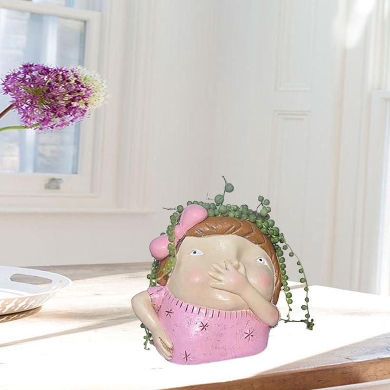 Cute Funny Girl Flower  Silicone Molds Pen Holder Epoxy Resin Mold Succulent Planter Making Tool for  Crafts