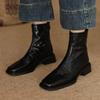Elegant Women Ankle Boots Square Toe Heeled Shoes 2025 Trend New Chunky Fashion Boots Winter Leather Goth Woman Pumps Sexy Botas