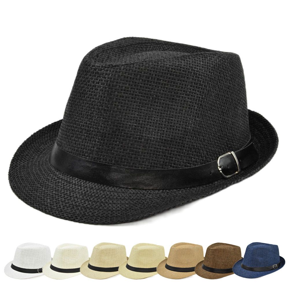 Fashion Beach Summer Unisex Cowboy Fedora Hat Sun Hat Straw Panama Cap Jazz Hat