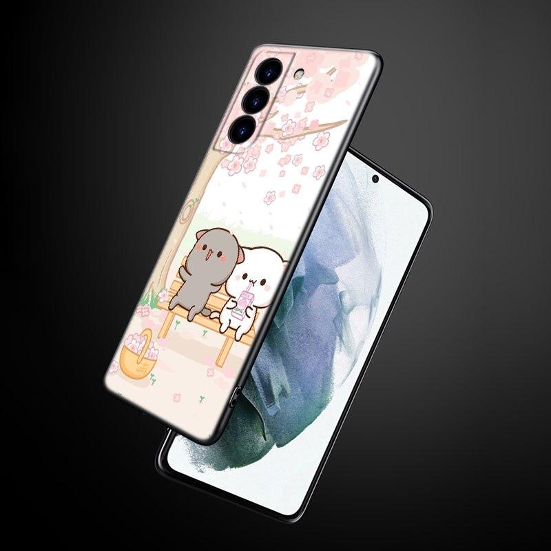 Funny Cartoon Cat Phone Case For Samsung Galaxy S22 Pro S21 S20 Ultra FE S10 Lite 5G S10E S9 S8 Plus Soft TPU Black Cover