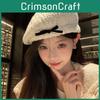 White Feminine Beret Hat With Cute Bowknot Design For Women Perfect For Autumn Winter And