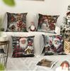 Retro Style Christmas Pillow Cover Super Soft Short Plush Printed Christmas Snowman Pillow Cover Sofa Cushion