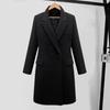 Women Winter Coat Double-breasted Turn-down Collar Long Sleeves Outerwear Thick Warm Pockets Solid Color Office Casual Party Overcoat