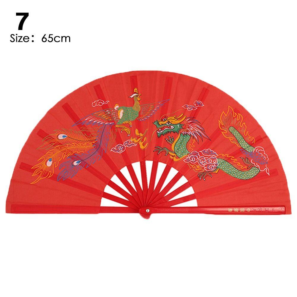 Red Chinese Tai Chi Wedding Party Decor Plastic Bone Fan Yoga Fan Folding Stage Fan Kung Fu Fan