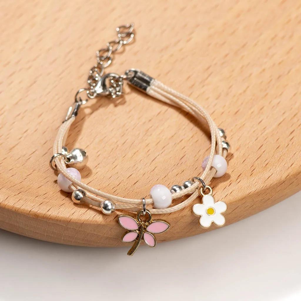 Pink Butterfly Bracelets Fashion Jewelry Character String Of Female Friends Gifts #YXS43