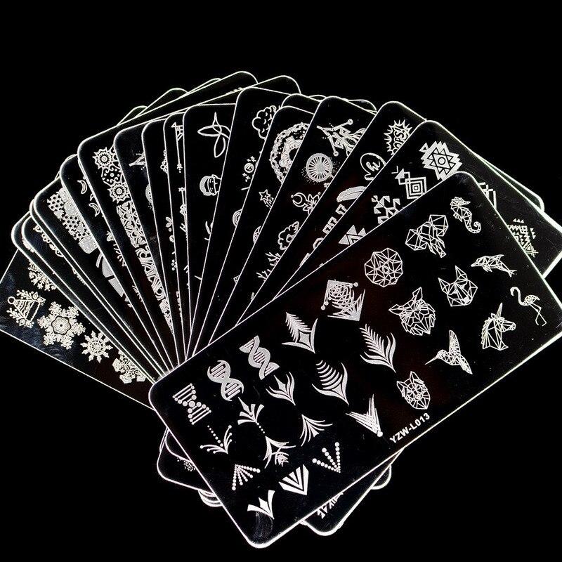 1PC Stainless Steel Printing Nail Stamping Plates Manicure Leaves Maple Template Mold Xmas Snowflakes Nail Art DIY Decorations