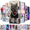For iPhone 15 14 13 12 11 Pro Max Huawei P20 P30 Lite Y8S Y7P Cartoon Flower Animal Pattern PU Leather Card Slots Flip Wallet Kickstand Phone Case