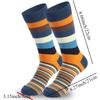 5-Pair Pack Autumn/Winter Men's Fashion Striped Color-Block Vintage Trendy Casual Mid-Calf Cotton Socks, 100% Cotton, Knit Fabric, Hand Washable