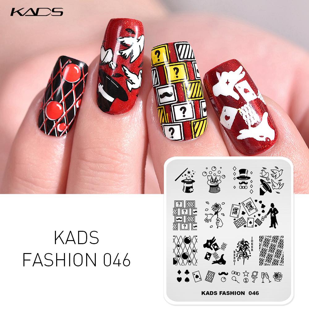 kads Fashion 046 Nail Stamping Plates Playing Card Magic Hat Templates Manicure for Stamping Plate Nail Art Stamp Nails Tools
