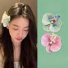 Women Girls Summer Beach Orchid Flower Hair Clip Hawaiian Boho Butterfly Orchid Hair Barrettes Hair Accessories