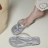 2025 Soft-bottomed Cool Slippers 2024 Summer New Korean Version Bright Diamond Flip-flops Flat-bottomed Large-size Beach Slippers