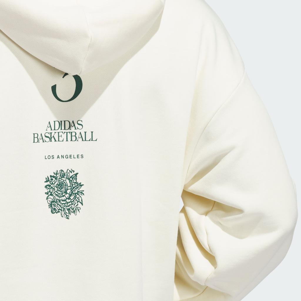 Adidas Originals La To The World Graphic Hoodie Comfortable Sports Hooded Sweatshirt Unisex Hoodies Off-White Forest-Green JJ4038