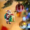 Yousheng Acrylic Santa Claus Christmas Ornaments 2D Flat Santa Riding Bicycle Hanging Ornaments Funny Santa with Gift Box Decoration for Home Tree