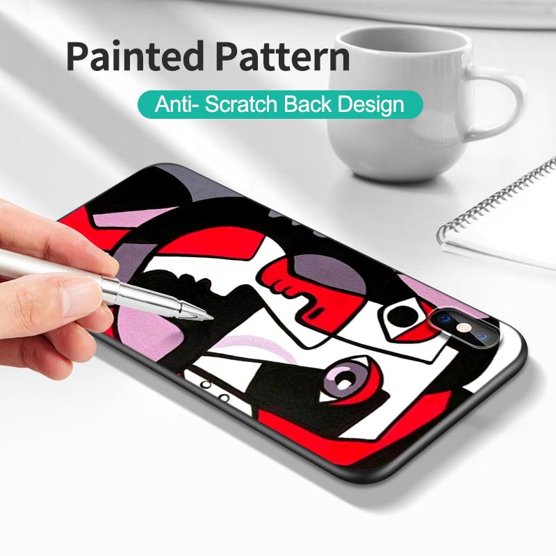 Black Tpu Case For Samsung Galaxy A03 SM-A035 A03 Core A03S A13 A23 LTE A33 A53 A73 4G 5G Picasso Abstract Art Painting