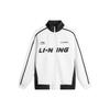Li-Ning Sports Lifestyle Series American Retro Letter Print Straight Loose Stand Collar Versatile Casual Jacket Men Jacket White AWDU775-1