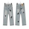 99150 Men's and Women's American Style Trendy Jeans with Fabric Patches, Embroidery, Casual and Fashionable High Street Pants