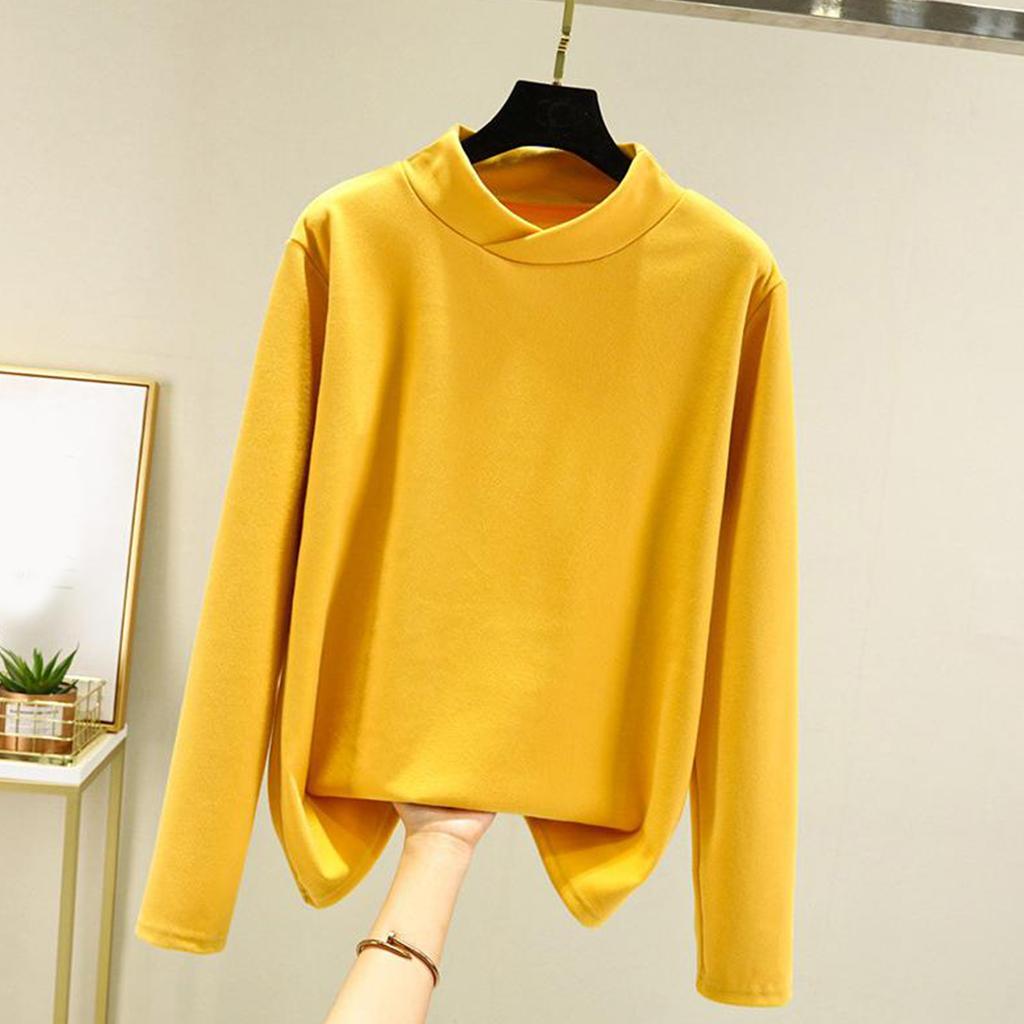 Ladies' Loose Comfortable Casual Fashionable And Warm Underwear With Seamless Cross Collar And Thick Velvet Large Size Top