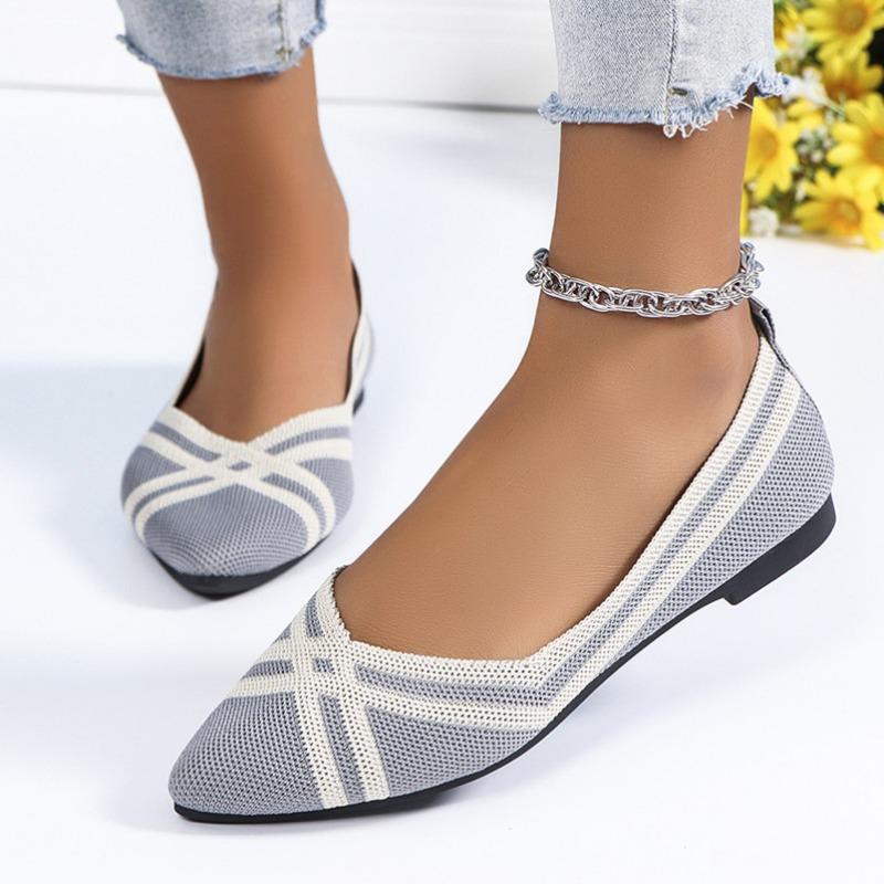 Fashion Women's Flat Shoes 2024 Spring and Autumn New Large Size Pointed Flat Women's Shoes Comfortable Flying Woven Bean Shoes