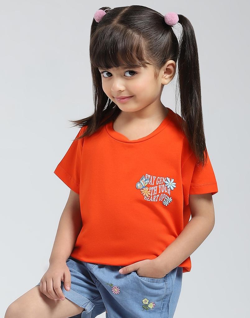 MONTE CARLO Girls Half Sleeve Round Neck Top