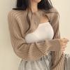 Irregular Knitted Sweaters Korean Chic Vintage All Match Sweater Women Round Neck Long Sleeve Split Pullover Crop Top