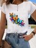 (Asian Size) Short Sleeve T-shirts Clothing Fashion Print  T Female Butterfly Sweet 90s Casual Women's Top Graphic Tee