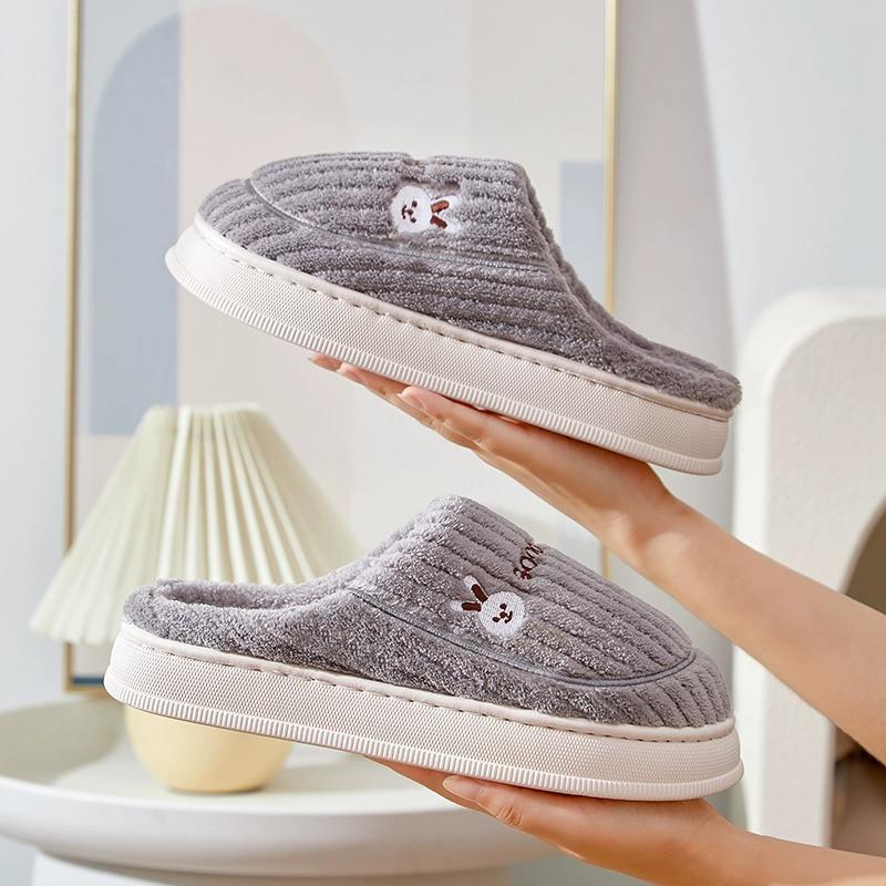 New Autumn and Winter Cotton Slippers Women's Home Household Couple Indoor and Outdoor Warm Thick-bottomed Fluffy Slippers Men