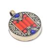 Natural Lapis Lazuli, Coral 925 Sterling Silver Jewelry Pendant 1.18" M3Q27