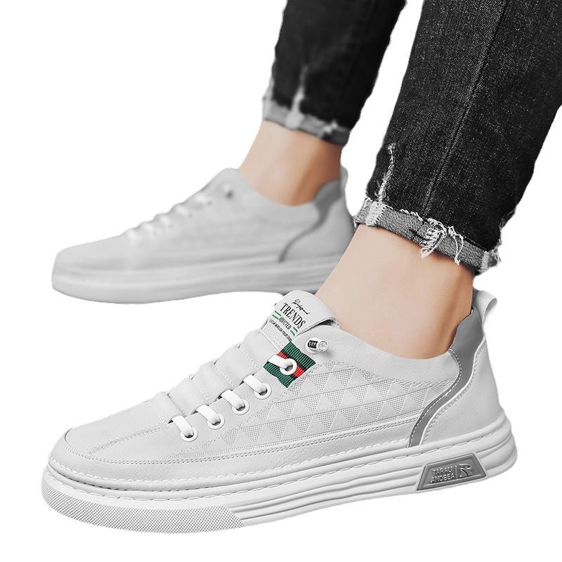 Comfortable Fashion Men's Shoes Summer Breathable Sports Small White Plate Shoes Men's White Shoes Casual White Leather Shoes Match Shoes