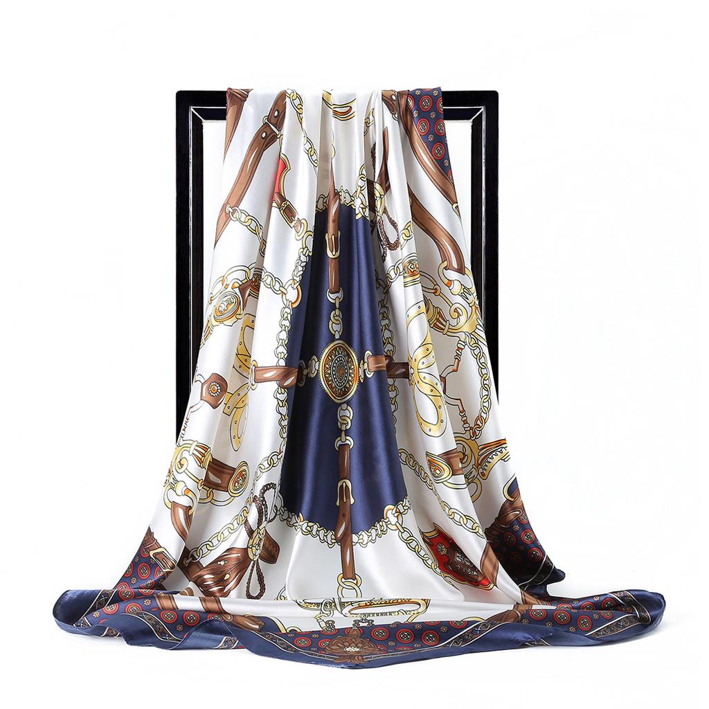 90cm Square Shawls Women Hijab Scarf For Hair Fashion Print Kerchief Neck Scarves Female Silk Satin Bag Scarfs For Ladies Banada