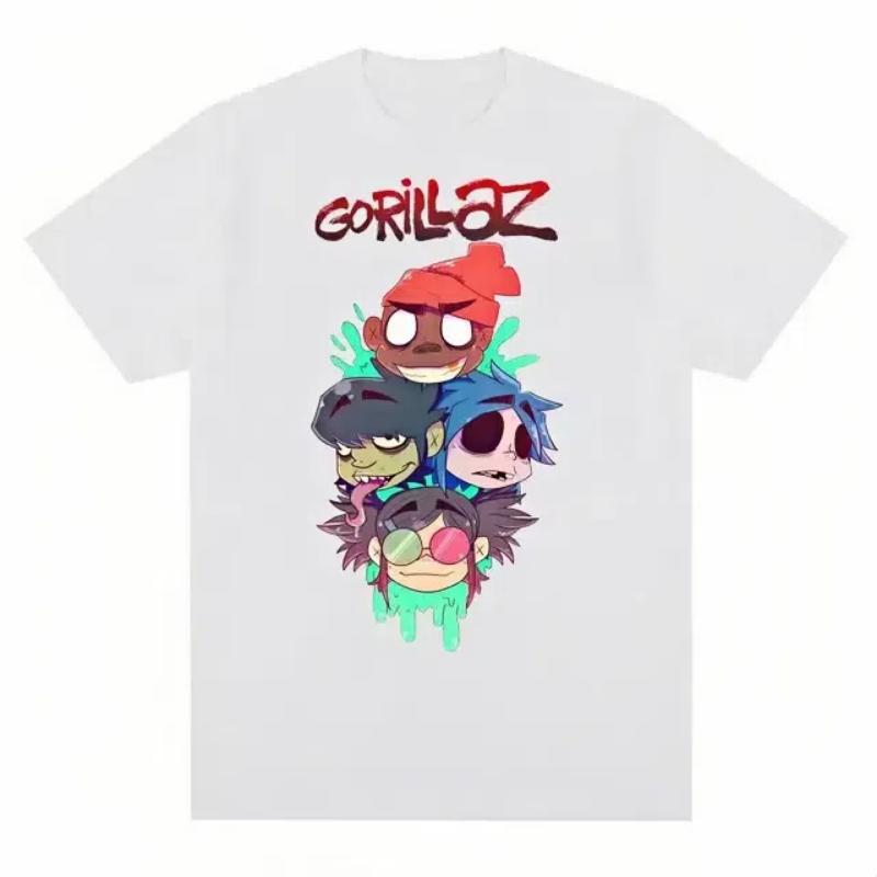 Music Band Gorillazs Punk Rock Print T Shirt 90s Casual Fashion Short Sleeve Plus Size T Shirt Unisex
