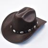 Faux Leather Western Cowboy Hat For Women Men Vintage Gentleman Cowgirl Jazz Hat Sombrero Hombre