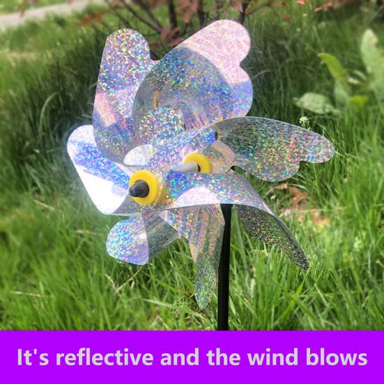 10 Pcs Garden Pinwheel Bird Deterrent 20.5" Tall Outside Reflective Wind Spinner Yard