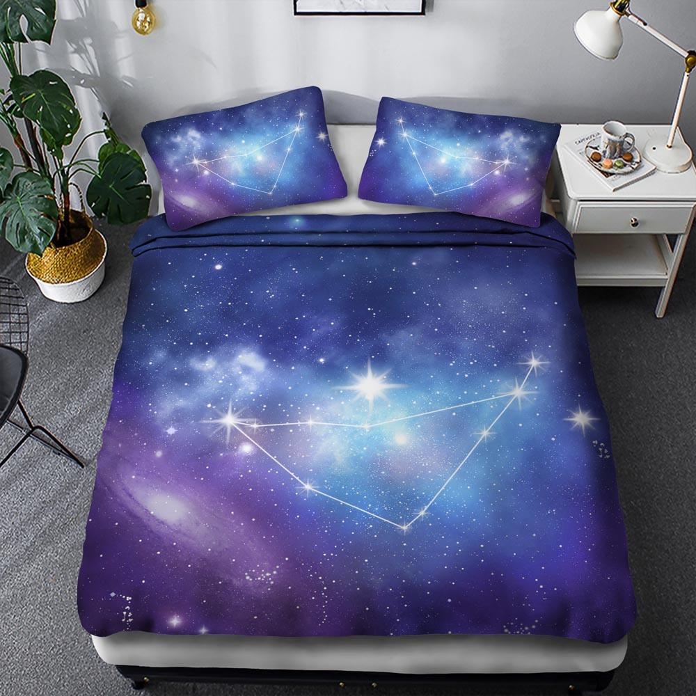 3D Space Planet Bedding Set Romantic Starry Sky Quilt Cover Pillowcase 2/3pcs Men's Teenagers Space Fan Cover Gift