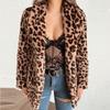2 Women's Autumn and Winter New Suit Collar Leopard Print Imitation Fur Coat Top Women's Versatile Fashion Retro