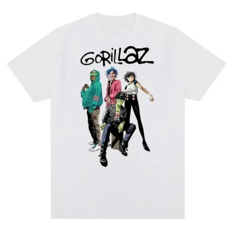 Music Band Gorillazs Punk Rock Print T Shirt 90s Casual Fashion Short Sleeve Plus Size T Shirt Unisex