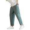 Men Ninth Pants Loose Straight Drawstring Elastic Waist Pockets Plus Size Solid Color Breathable Soft Ankle Length Casual Sweatpants