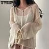 Lazy Style Full Sleeves Jumpers Tops Hollow Out Sexy Women Fashion Casual Streetwear Chic Femme Sweaters Pullovers