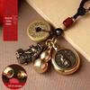 Pixiu Cinnabar Brass Keychain with Zodiac and Five Emperors Coins Pendant