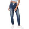Women's Casual Solid Color Mid Waisted Poket Jeans Pants Denim Casual Trousers