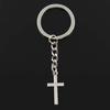 Fashion Double Sided Cross 13x27mm Pendant 30mm Key Ring Metal Chain Men Car Gift Souvenirs Keychain