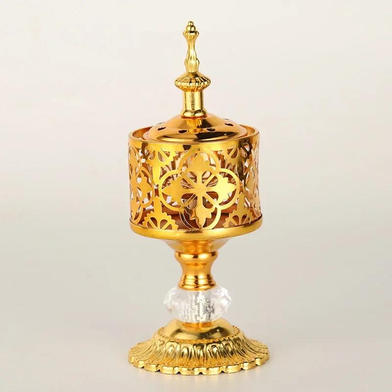Creative Hollow Tower Incense Burner Arabic Style Incense Burner For Home Hotel Decoration Golden Metal Bakhoor Incense Holder